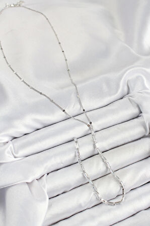 Pirinç Zirkon Taşlı Model Gümüş Renk Y Kolye