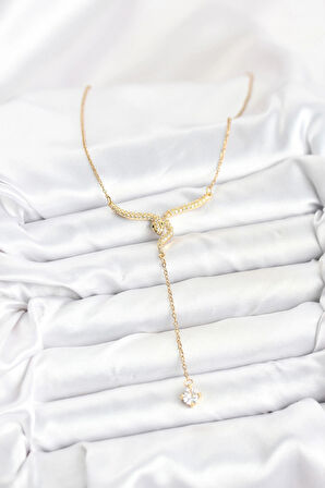 316L Çelik Zincir Gold Renk Yılan Model Y Kolye