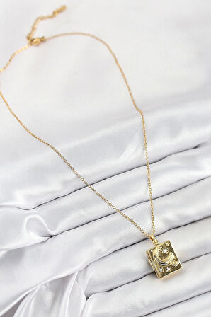 316L Çelik Zirkon Taşlı Açılabilr Kapaklı Kitap Model Gold Renk Kadın Kolye