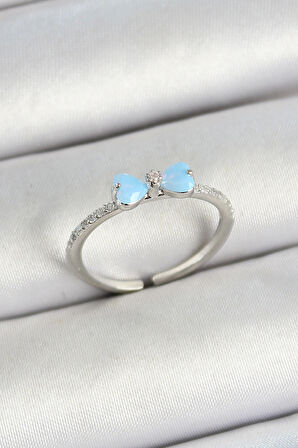 Pirinç Fiyonk Figürlü Zirkon Taşlı Gümüş Renk Ayarlanabilir Kadın Yüzük