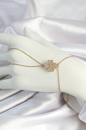 316L Çelik Gold Renk Zincirli Dönen Yonca Figürlü Şahmeran