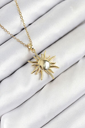316L Çelik Güneş Model Gold Renk Kadın Kolye