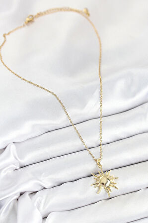 316L Çelik Güneş Model Gold Renk Kadın Kolye