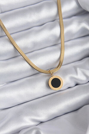 316L Çelik Gold Renk İtalyan Zincir Model İşleme Detay Kadın Kolye