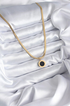 316L Çelik Gold Renk İtalyan Zincir Model İşleme Detay Kadın Kolye