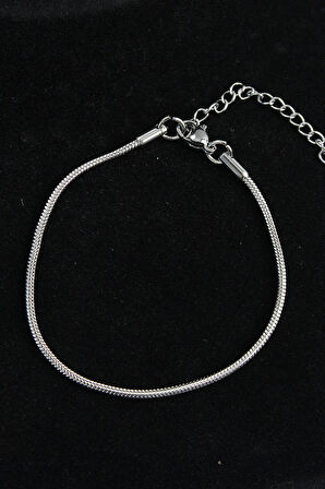 316L Çelik Oval İtalyan Model Gümüş Renk Erkek Bileklik