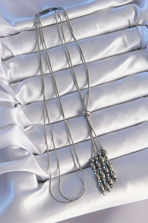 316L Çelik Gümüş Renk Boyu Ayarlanabilir Sallantılı Model Kolye