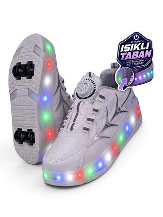 Unisex Yetişkin Çocuk Spor Ayakkabı Akıllı Bağcıklı Çıkarılabilen Patenli Işıklı Sneaker 003