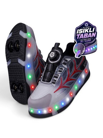 Unisex Yetişkin Çocuk Spor Ayakkabı Akıllı Bağcıklı Çıkarılabilen Patenli Işıklı Sneaker 003