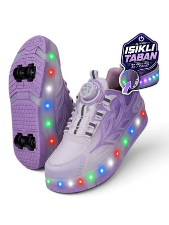 Unisex Yetişkin Çocuk Spor Ayakkabı Akıllı Bağcıklı Çıkarılabilen Patenli Işıklı Sneaker 003
