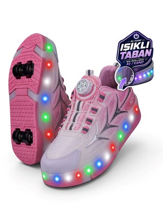 Unisex Yetişkin Çocuk Spor Ayakkabı Akıllı Bağcıklı Çıkarılabilen Patenli Işıklı Sneaker 003