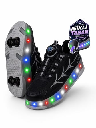 Unisex Yetişkin Çocuk Spor Ayakkabı Akıllı Bağcıklı Çıkarılabilen Patenli Işıklı Sneaker 003