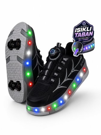 Unisex Yetişkin Çocuk Spor Ayakkabı Akıllı Bağcıklı Çıkarılabilen Patenli Işıklı Sneaker 003