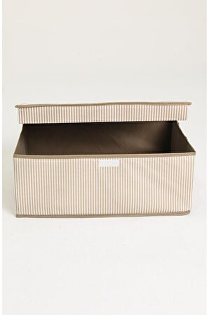 Çok Amaçlı Baza Kutusu Bej Çizgili Tekli 50x40x30 Cm