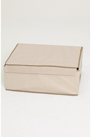 Çok Amaçlı Baza Kutusu Bej Çizgili Tekli 50x40x30 Cm