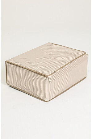 Çok Amaçlı Baza Kutusu Bej Çizgili Tekli 50x40x30 Cm