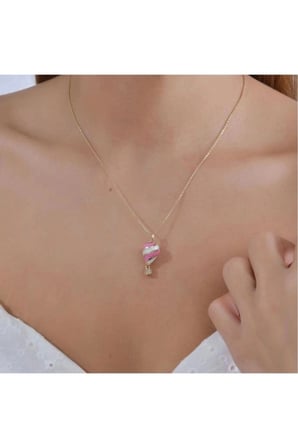 Kapadokya Balon Altın Taşlı Kolye - 14k - 4.11gr