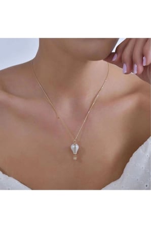 Kapadokya Balon Altın Taşlı Kolye - 14k - 3.72gr
