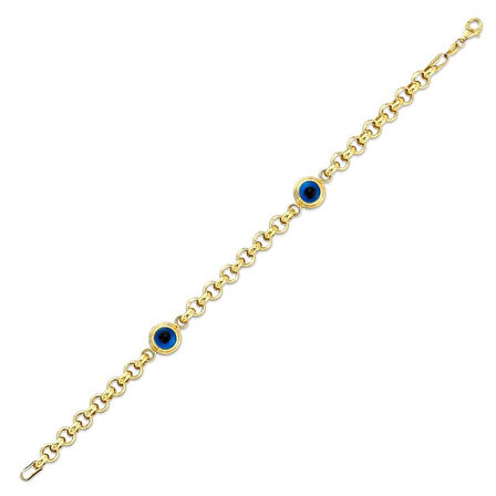 Nazar Boncuklu Altın Bileklik - 14K - 8.44gr