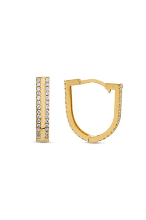 Taşlı Altın Halka Küpe - 14k - 3.12gr