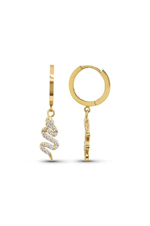 Yılan Figürlü Taşlı Altın Küpe - 14k - 2.74gr