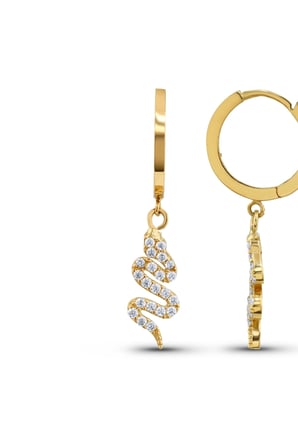 Yılan Figürlü Taşlı Altın Küpe - 14k - 2.74gr