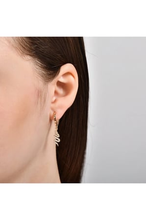 Yılan Figürlü Taşlı Altın Küpe - 14k - 2.74gr