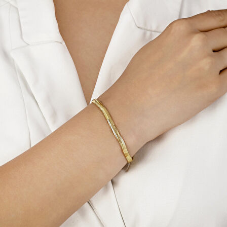 Balık Sırtı Altın Bileklik - 14K - 6.22gr