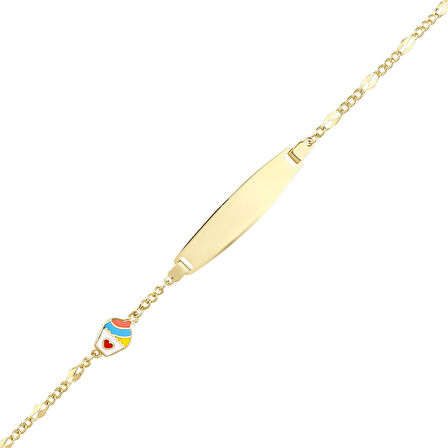 Dondurma Figürlü Altın Çocuk Künye - 14K