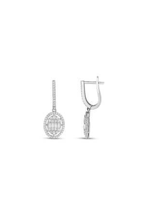 Baget Taşlı Altın Küpe - 14k - 3.87gr