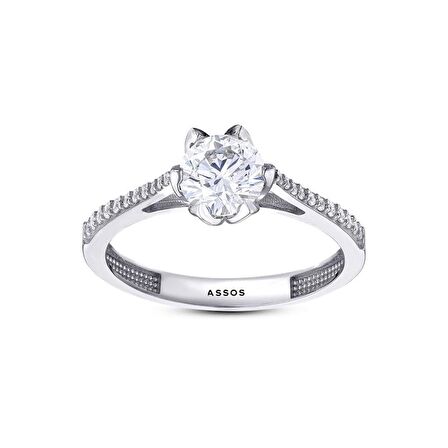 Kolları Taşlı Altın Tektaş Yüzük