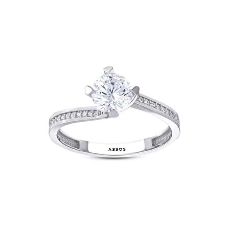 Kolları Taşlı Altın Tektaş Yüzük