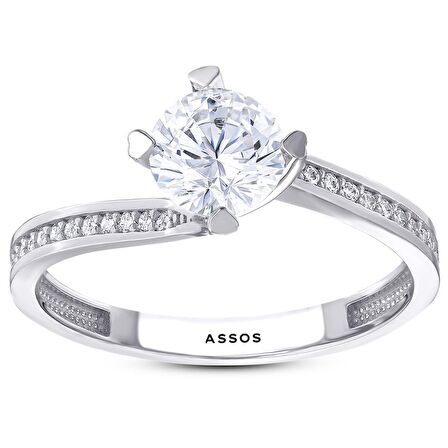 Kolları Taşlı Altın Tektaş Yüzük