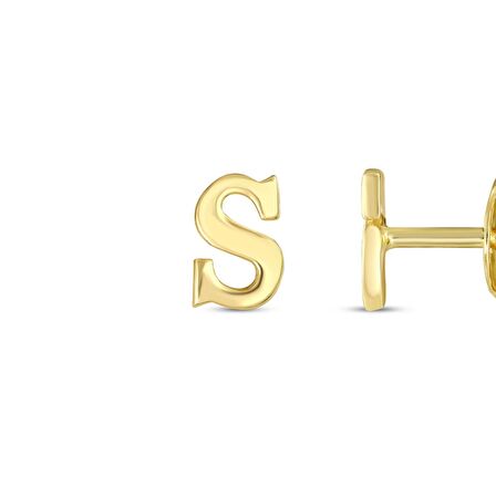 S Harfli Tek Altın Küpe