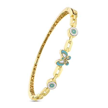 Kelebek Figürlü Altın Çocuk Kelepçe - 14K