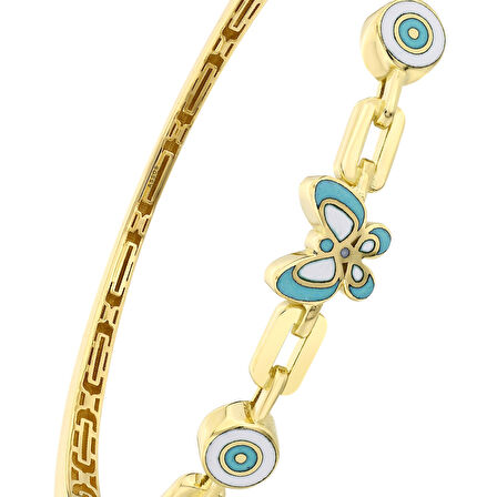 Kelebek Figürlü Altın Çocuk Kelepçe - 14K