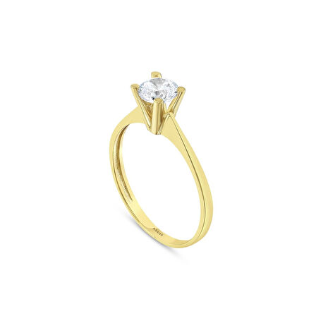 Altın Tektaş Yüzük - 14K - 1.42gr