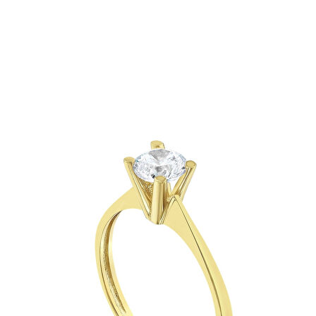 Altın Tektaş Yüzük - 14K - 1.42gr