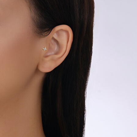 Taşlı Altın Tragus Piercing