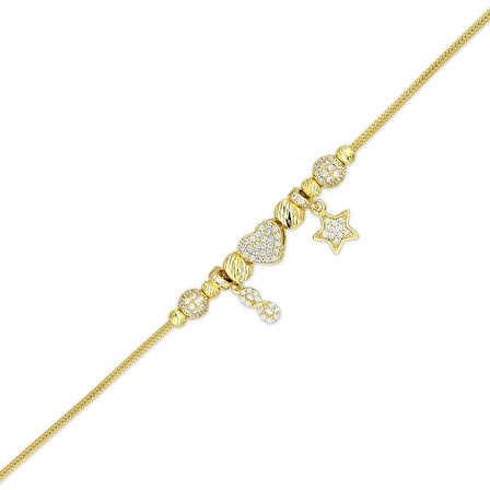 Tasarım Altın Charm Bileklik - 14K - 8.56gr