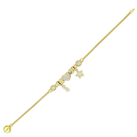 Tasarım Altın Charm Bileklik - 14K - 8.56gr