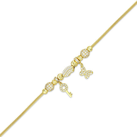 Tasarım Altın Charm Bileklik - 14K - 8.39gr