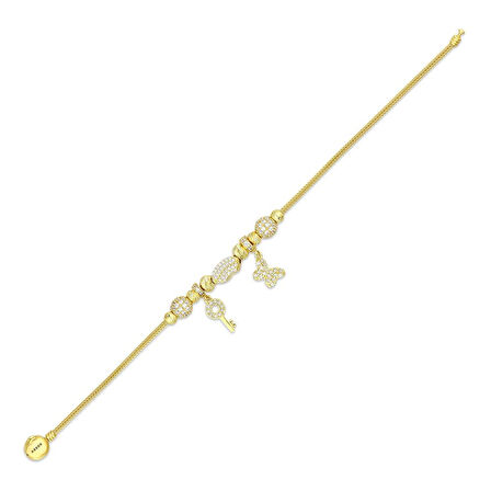 Tasarım Altın Charm Bileklik - 14K - 8.39gr