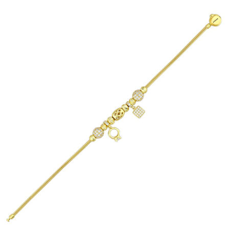 Tasarım Altın Charm Bileklik - 14K - 7.88gr