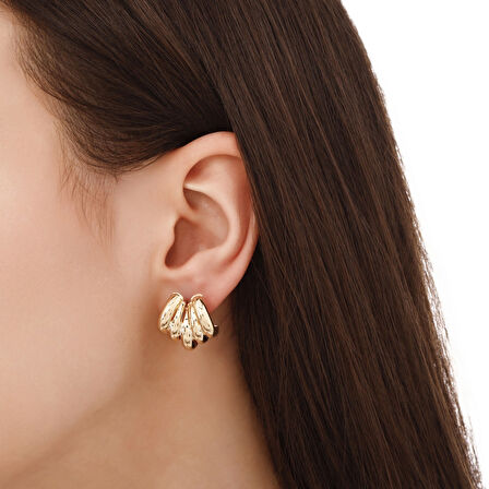 Tasarım Altın Küpe - 14K - 2.51gr