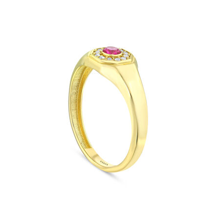 Renkli Taşlı Altın Yüzük