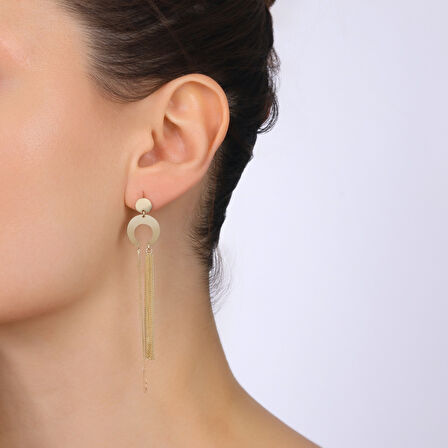 Tasarım Altın Küpe - 14K - 5.08gr