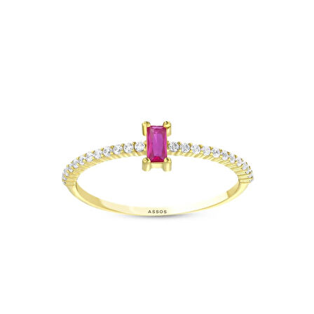 Renkli Taşlı Altın Yüzük - 14K - 0.95gr