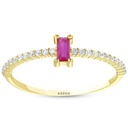 Renkli Taşlı Altın Yüzük - 14K - 0.95gr