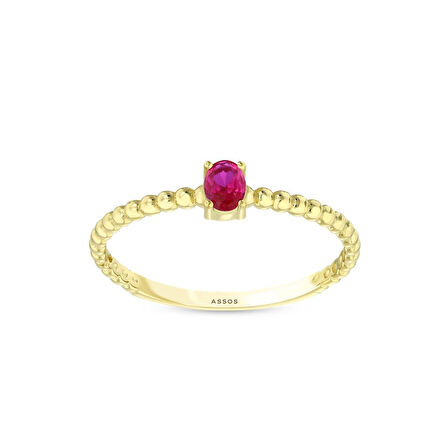 Renkli Taşlı Altın Yüzük - 14K - 1.10gr